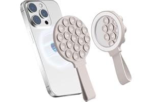 QxbSky for Magsafe Silicone Suction Cup Phone Mount Built-in Mirror for iPhone Hands-Free Cell Phone Accessory Holder for Selfies & Videos (Rock Gray)