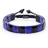 Protection Crystals Beaded Bracelets for Men - COLORFEY Mens Bracelet Healing Tiger Eye Black Obsidian Stone Bracelet Unique Gifts, Drawstring Real Crystal Bracelet for Mens Handmade Gift for Him