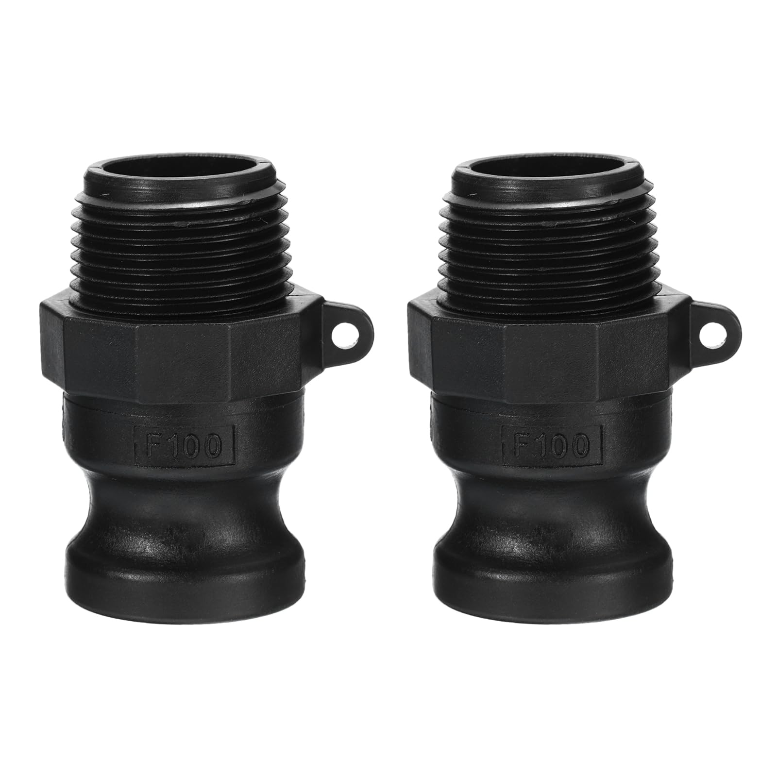PATIKIL Poly Cam Lock Fittings, 2 Pcs 1" Part F Male Adapter x Male Thread Cam Groove Hose Fittings Polypropylene Cam Lock Fittings, Black