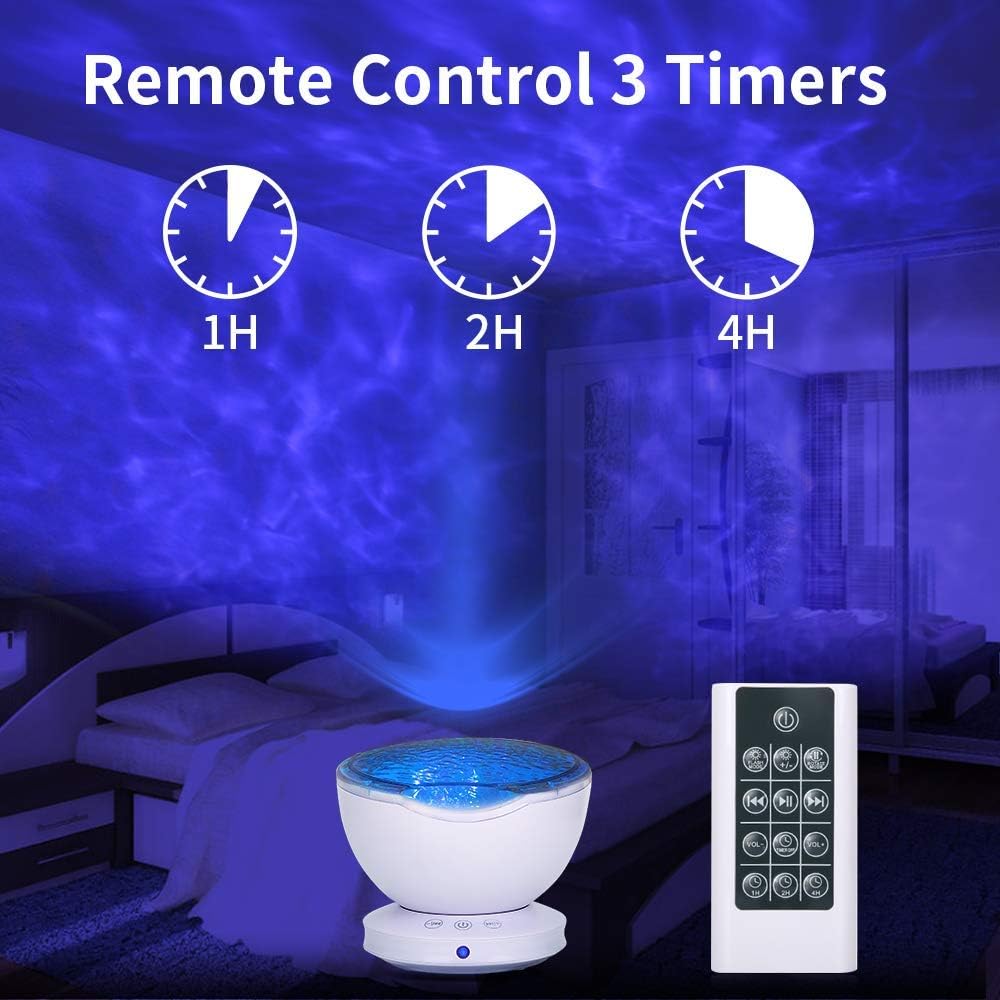 Ocean Wave Projector, GRDE 2020 Newest 12 LED Remote Control Night Light Lamp with Timer 8 Lighting Modes Light Show LED Night Light Projector Lamp for Baby Kids Adults Room Decor Bedroom Living Room - - 