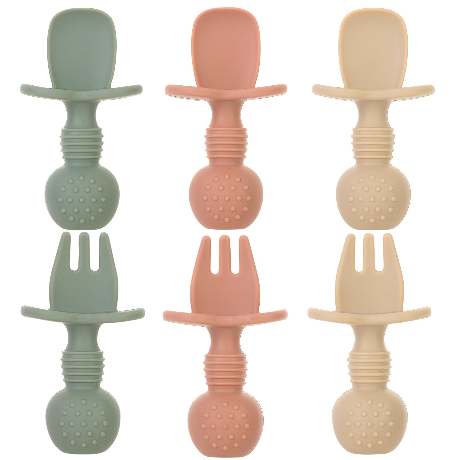 Photo 1 of Eascrozn 6 Pack Baby Spoons and Forks Set, Silicone First Stage Self Feeding Infant Toddler Utensils, BPA Free, Baby Led Weaning Feeding Supplies for Baby Essentials