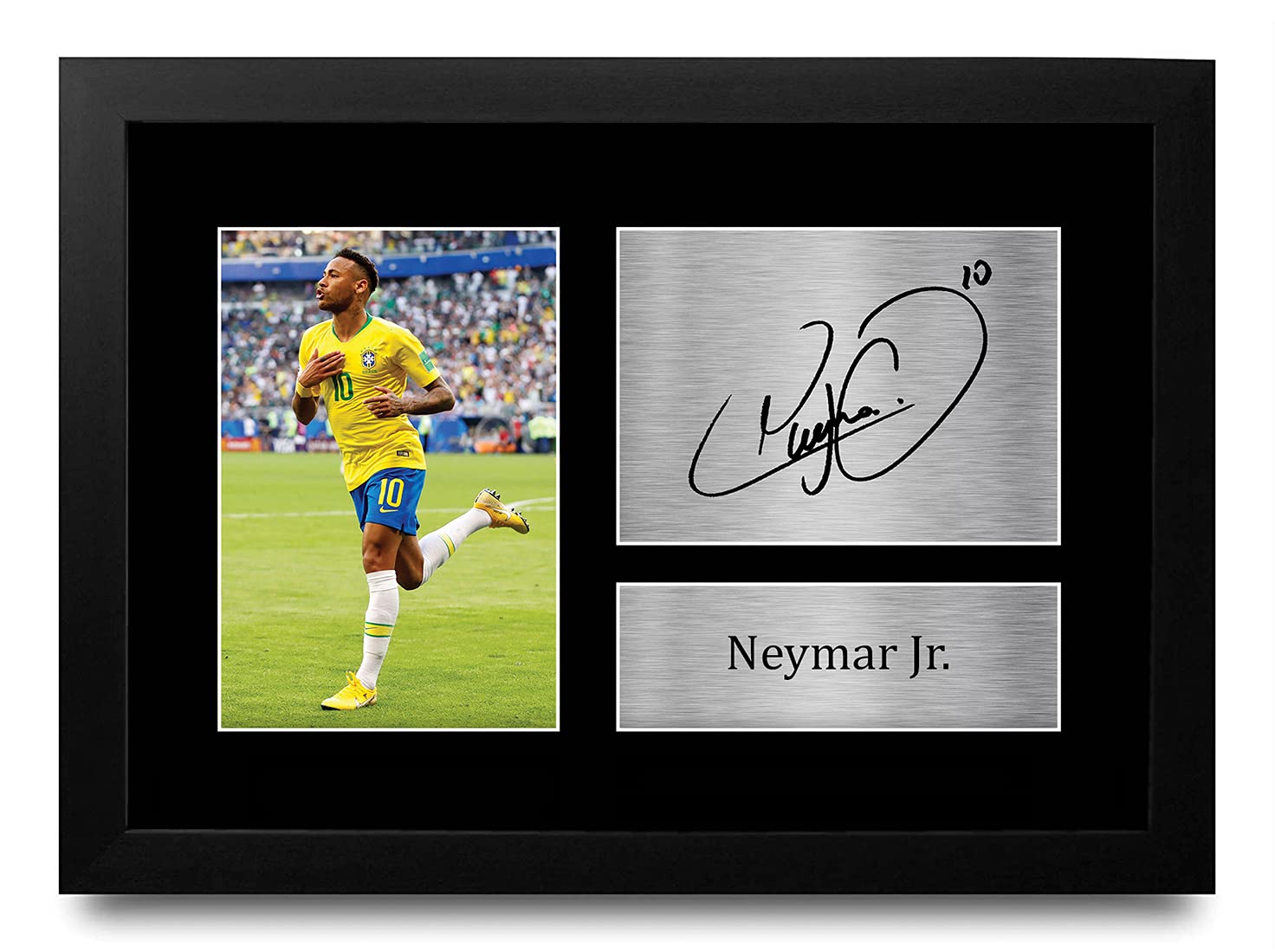 HWC Trading A4 FR Neymar Jr Brazil Gifts Printed Signed Autograph Picture for Fans and Supporters - A4 Framed