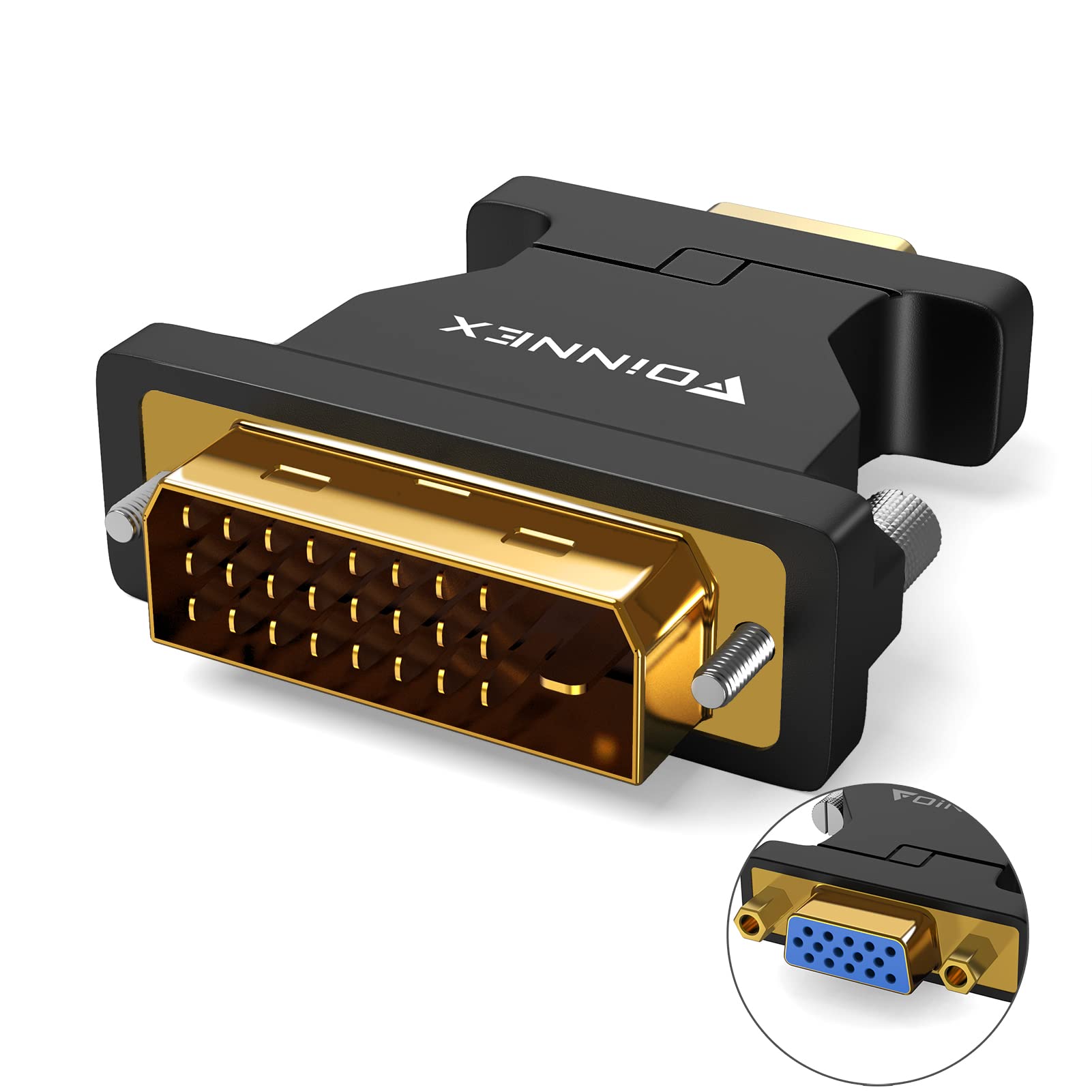 Photo 1 of FOINNEX DVI to VGA Adapter, DVI-D to VGA Converter, 24+1 & 24+5 Compatible with Computer, Laptop to Old Monitor, TV, KVM