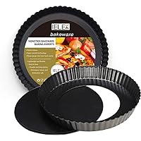 12 Inch Non-Stick Tart Quiche Flan Pan Molds Round Removable Loose Bottom Fluted Heavy Duty Pie Pizza Pan