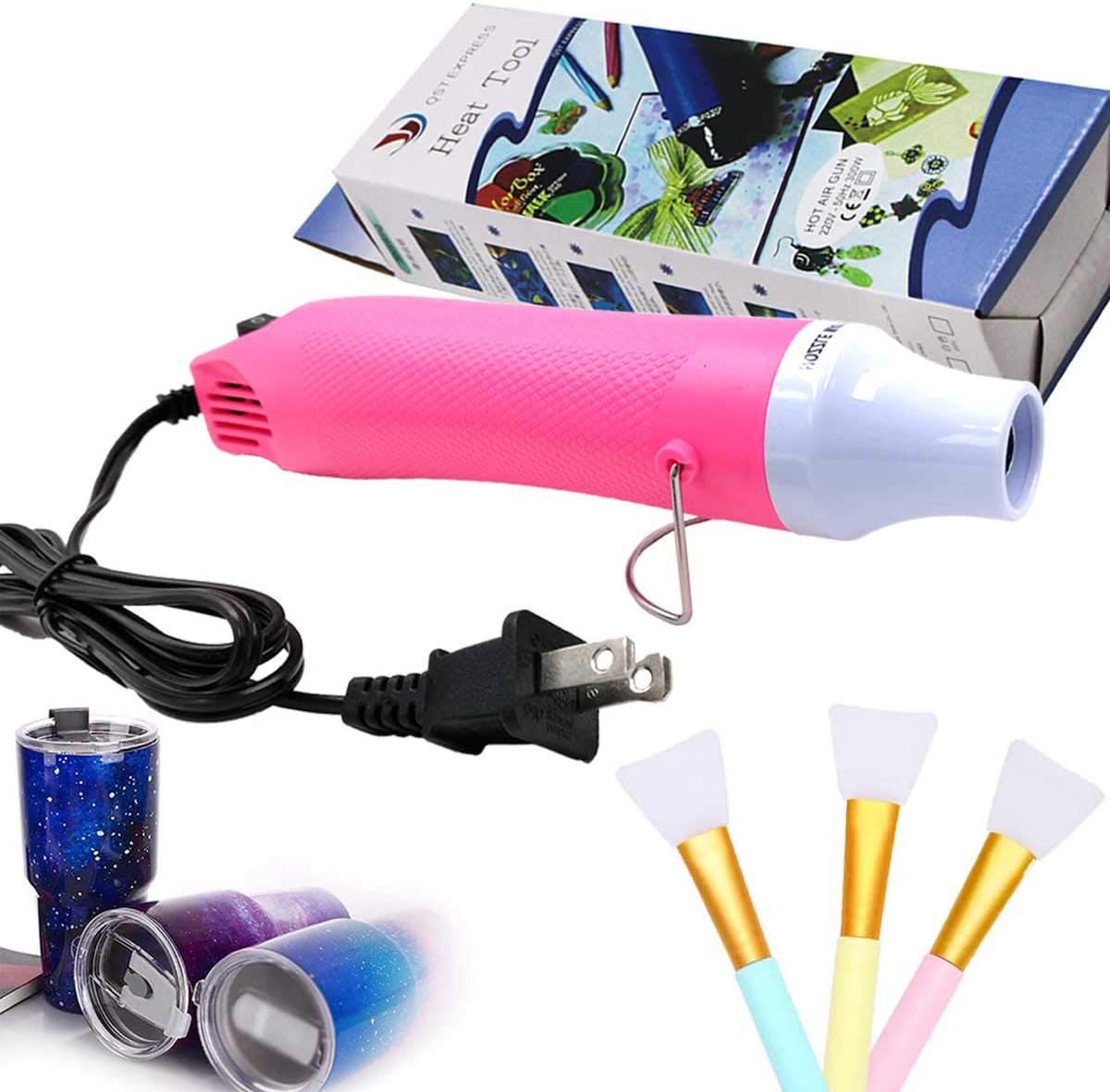 Bubble Buster Tool for Making Epoxy Glitter Tumblers, Specially-Made Heat Gun for DIY Acrylic Resin Cups Tumblers to Remove Air Bubbles(Pink)