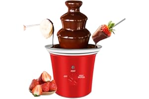 MINI Chocolate Fountain Machine Small Electric Chocolate Fondue Fountain Machine for Party for Candy Butter Cheese (Red)