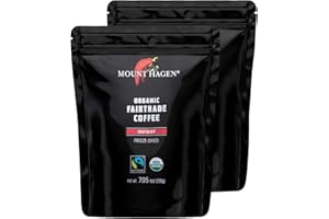 Mount Hagen 7.05oz Organic Freeze Dried Instant Coffee - 2 Pack | Eco-friendly, Fair-Trade Instant Coffee in Resealable Pouch Bag, Medium Roast Arabica Beans [2x7.05oz]