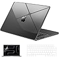 EooCoo Case Compatible with MacBook Pro 14 inch 2025 2024-2021 M4 M3 M2 M1 Pro Max Chip, Hard Shell Cases with Keyboard Cover, Screen Protector - Crystal Black