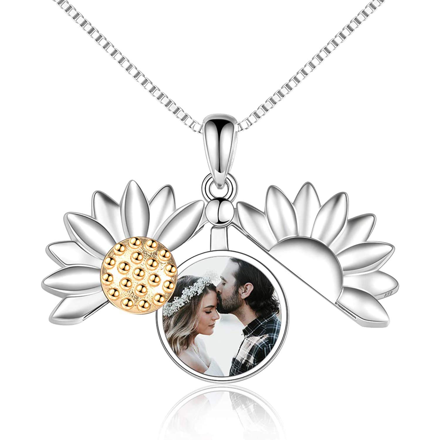 Buy YFN Sterling Silver Sunflower Locket Necklace You Are My Sunshine Engraved Pendant Necklaces