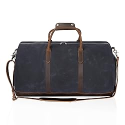 Waxed Canvas Weekender Duffle Bag, Vintage Style