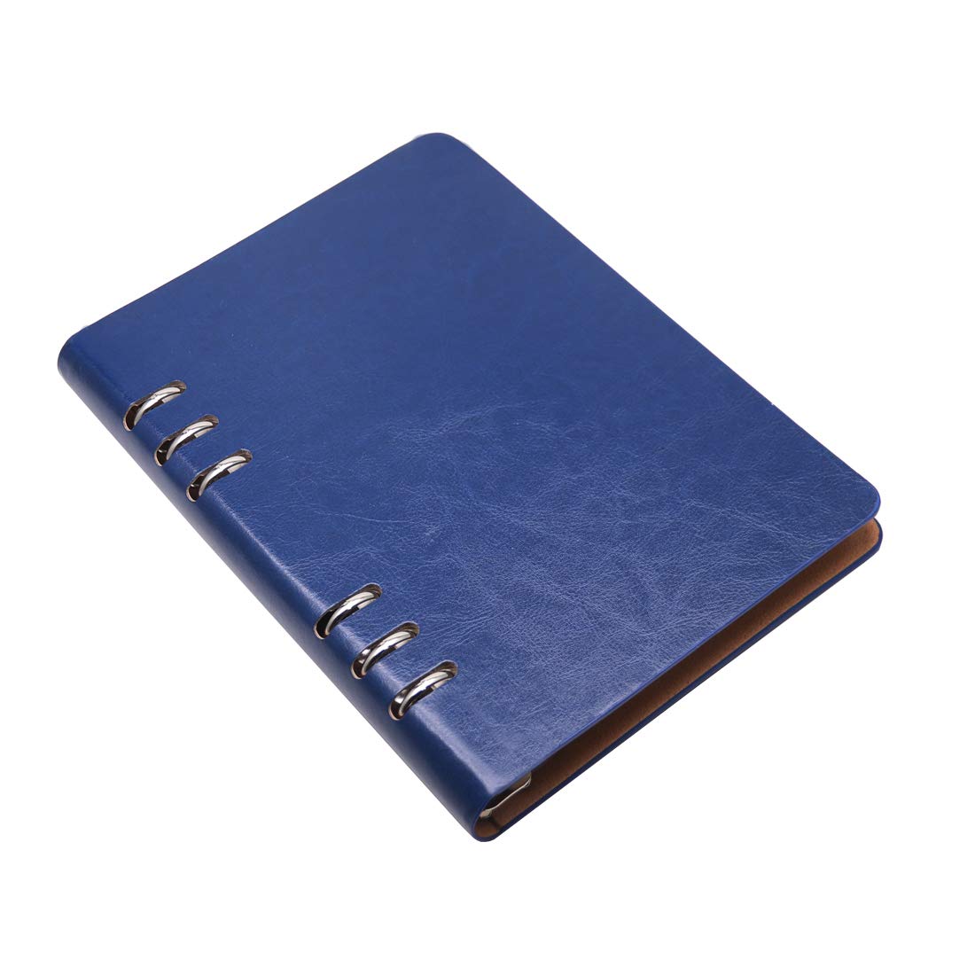 JINBOSHI A5 Notebook 6 Holes PU Leather Cover diary， Loose Pocket Leather Refillable diary Binder Rings Journal Hard Cover Diary Bussiness (blue)