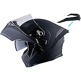 1Storm Motorcycle Modular Full Face Helmet Bike Flip up Dual Visor Sun Shield: HB89 Matt Black