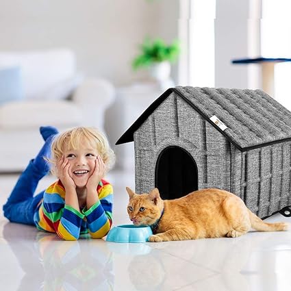 Puppy Kitty Maison Pour Chat Exterieur Hiver Chat Cabane Niche 52 X 42 5 X 42 Cm Facile A Laver Pliable Avec Coussin Amovible Doux Et Chaud Pour Chat Chien Lapin Chiot Amazon Fr Animalerie