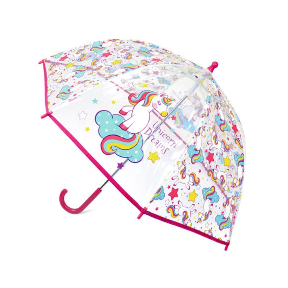 Drizzles Girls Transparent Unicorn Bubble Dome Umbrella