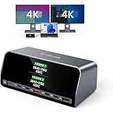 TobenONE Docking Station Dual 4K Monitor for Windows, 160W GaN+ LCD Display | Laptop Dock with HDMI, PD 3.0, 10Gbps USB A/C, Real-time LCD Screen, 160W Smart Power Distribution, Compact for Office/Gaming