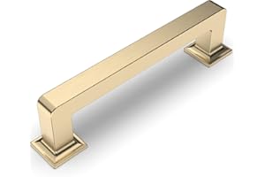 Amerdeco 10 Pack Brushed Brass Cabinet Pulls 3 Inch(76MM) Hole Centers Kitchen Cabinet Handles Cabinet Hardware Kitchen Handles for Cabinets Cupboard Handles Drawer Pulls ZH0019