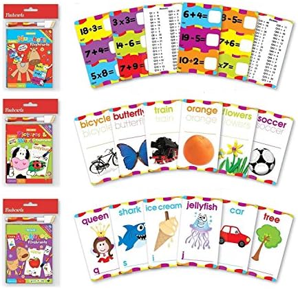 ABC Math Flash Cards Alphabet, Multiplication, Division, Subtraction, Addition, Spelling Flash Cards Wipe Clean Includes Marker &amp; Eraser