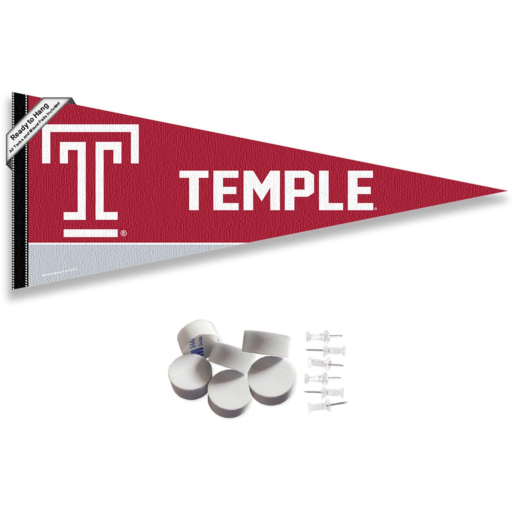 Photo 1 of College Flags & Banners Co. Temple Owls Pennant Flag and Wall Tack Mount Pads