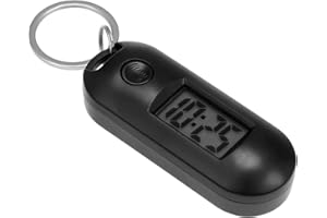 IMIKEYA Keychain Pocket Watch Portable Digital Watch with Key Ring Hanging Clip-on Small Black Electronic Outdoor Pendant for