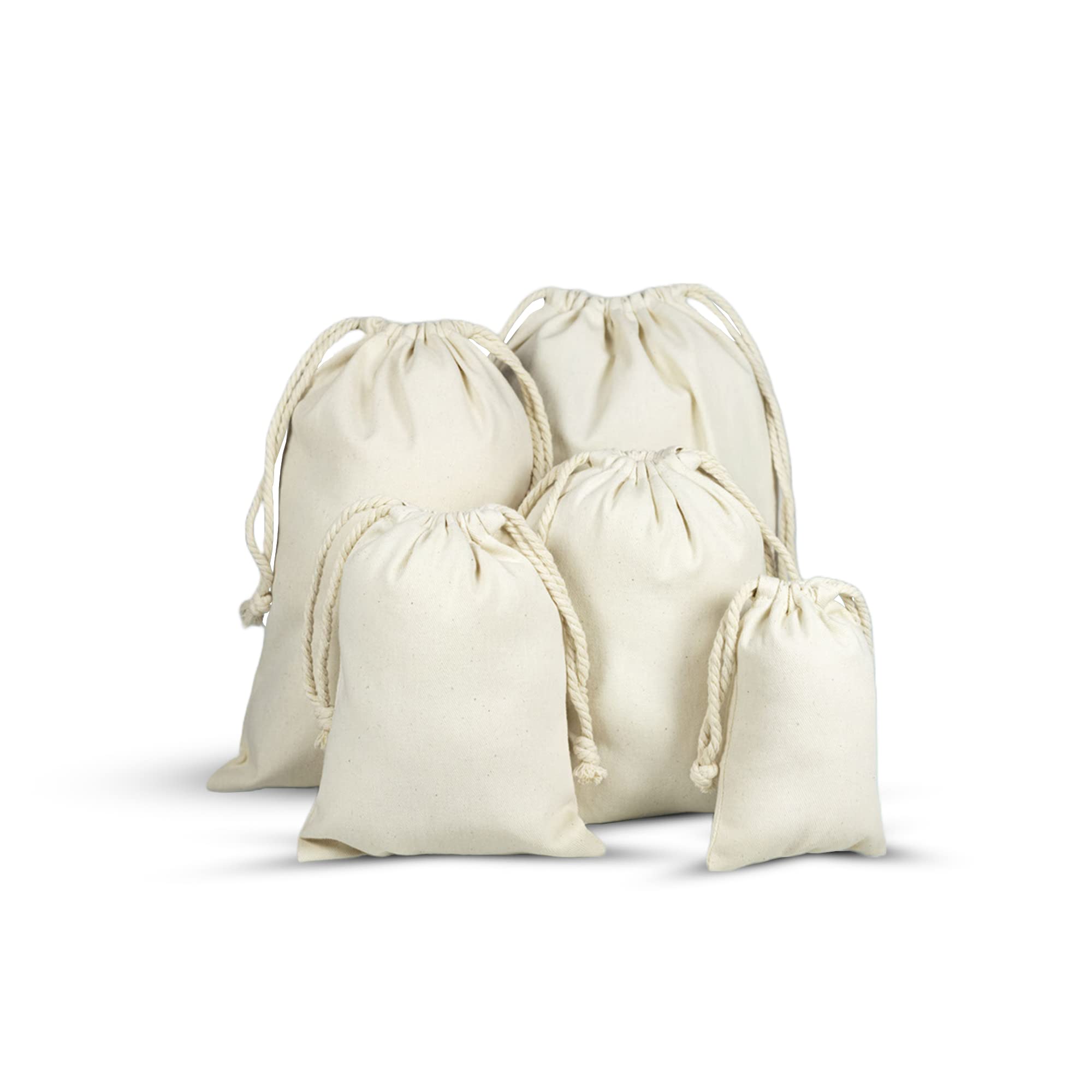 Bio Organic Cotton Drawstring Bags | Excellent Cotton Gift Bags and Favor Bags | Quality Eco-Friendly Cotton Pouches for Gifts and Packaging| 170 Grams | 15x20 cm | 100 pcs