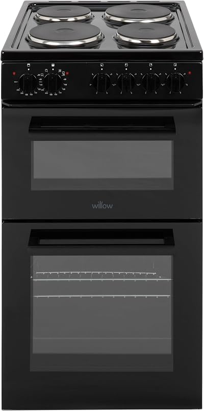 Willow WE50TSB 62L Freestanding Electric Cooker 50cm Twin Cavity Black