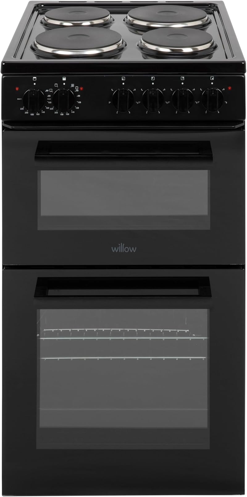 Willow WE50TSB 62L Freestanding Electric Cooker 50cm Twin Cavity Black