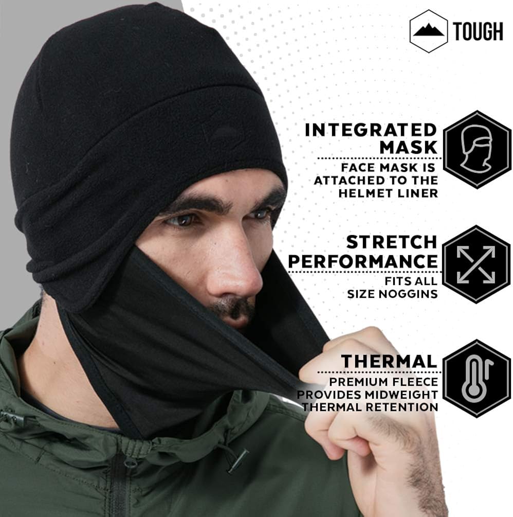 Helmet Liner Skull Cap Beanie with Ear Covers - Ultimate Thermal Retention and Performance Moisture Wicking. Perfect for Running, Cycling, Skiing & Winter Sports. Fits Under Helmets: Clothing