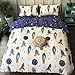 karever Space Rocket Duvet Cover Sets Cotton Queen Boys Bedding White and Blue 3 Pieces Planet Spaceship Star Full Girls Comforter Cover Sets Zipper Closure