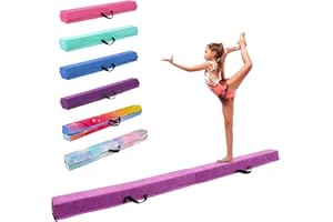 FINCOME 8FT/9.5FT Folding Balance Beam, Portable Gymnastics Beam Equipment with Non Slip Rubber Base & Suede Cover for Training/Practice/Professional Home Exercise