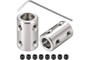 LULUQUEEN 8mm to 10mm Bore Rigid Coupling Set Joint with Screw Wrench L22XD16 Stainless Steel,Shaft Coupler Connector for 3D Printers, Motor Accessories,2pcs