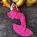 yashidali Wearable Mermaid Tail Blanket Crochet, All Seasons Warm Knitted Bed Blankets Sofa Living Room Quilt for Kids, Fish-Scales Pattern, 55.1