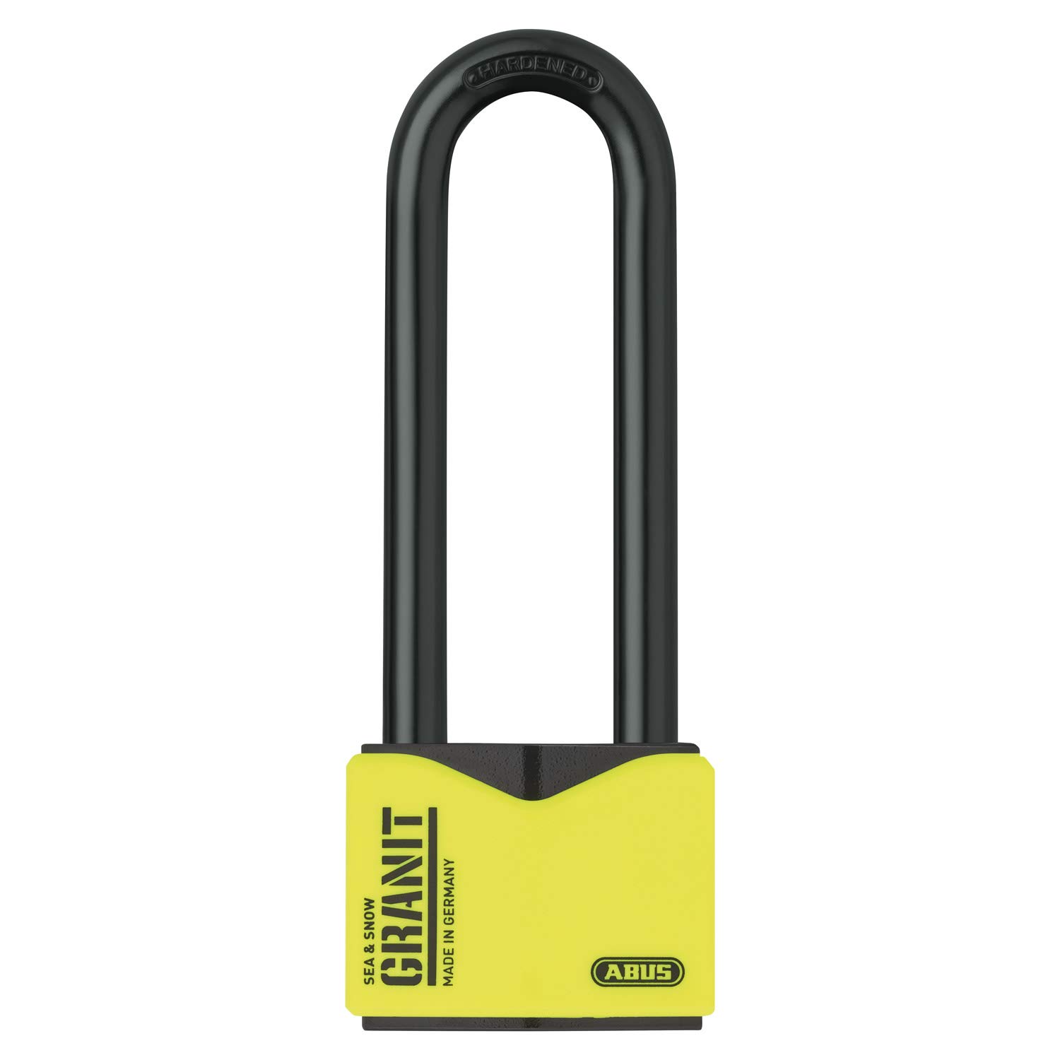 ABUS Granit Padlock 37/55HB100 with high Shackle - for Outdoor use - Made of Hardened Special Steel - ABUS Security Level 10 - Black/Yellow