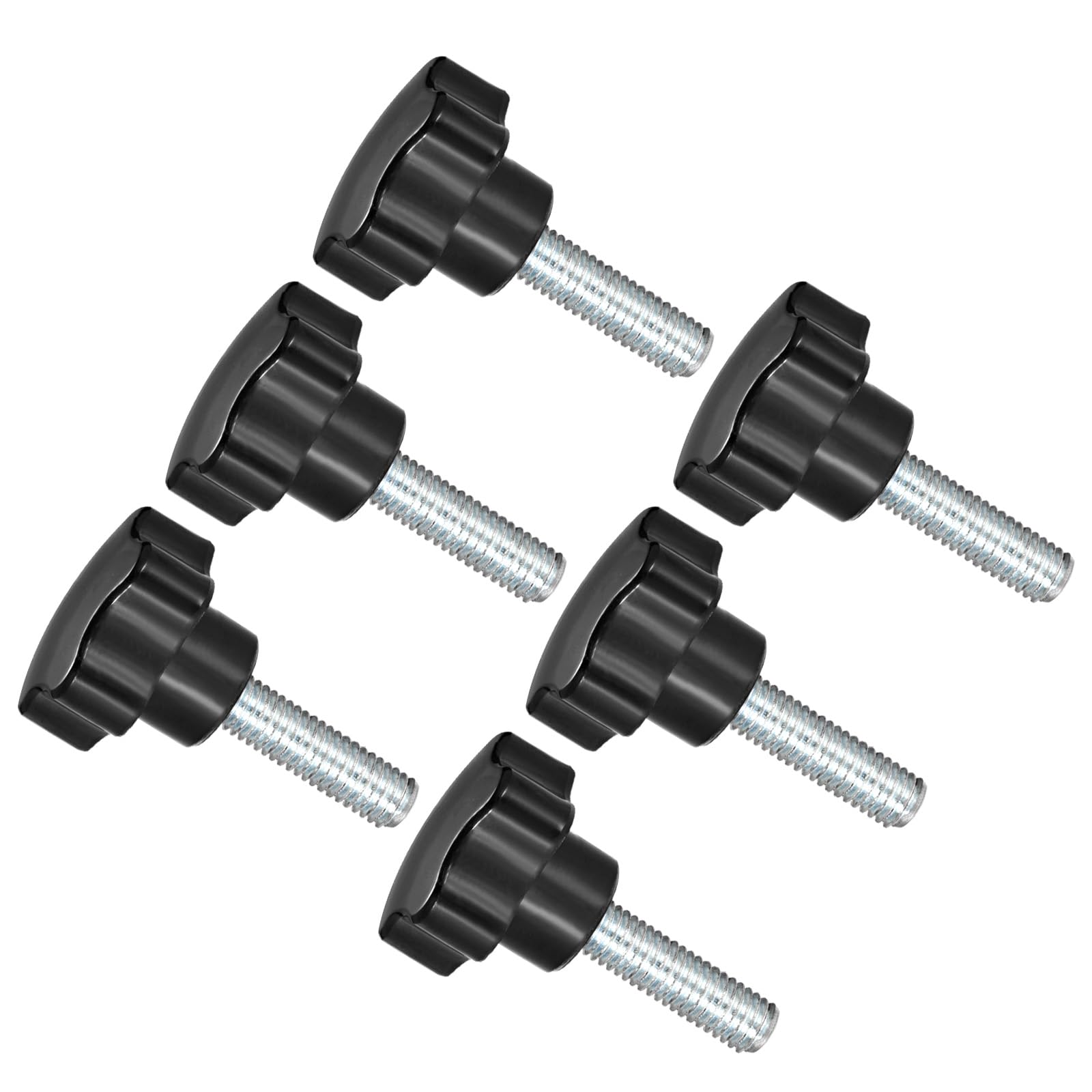 CoCud Star Clamping Knobs, M10 x 25mm Male Thread 38mm Head, Plastic Thumb Screw Grip Hand Knobs Threaded Bolt Black - (Applications: for Lathe Machinery), 6-Pieces