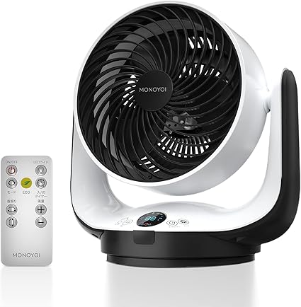 Amazon Amazon限定ブランド サーキュレーター 強力 デジタル表示 3d首振り パワフル送風 扇風機 上下左右自動首振り 入 切タイマー 静音 室温表示 四つ送風モード リズム風 睡眠風 Eco風 通常風 省エネ 七色ライト 畳 リモコン付き 換気 熱中症対策 ホワイト