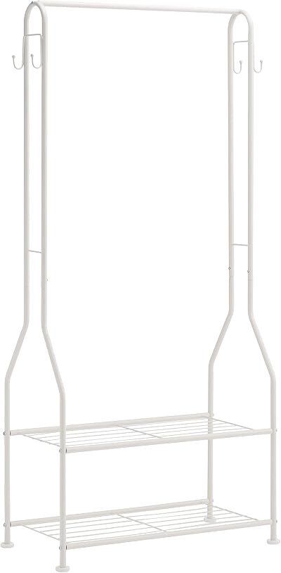 Amazon Basics Wardrobe with Two Bottom Shelves White 75 x 36.5 x 150 cm