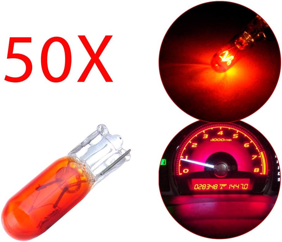 cciyu T5 74 73 Halogen Light Bulbs Instrument Panel Dash Gauge Cluster Light,50Pack (Like Yellow)