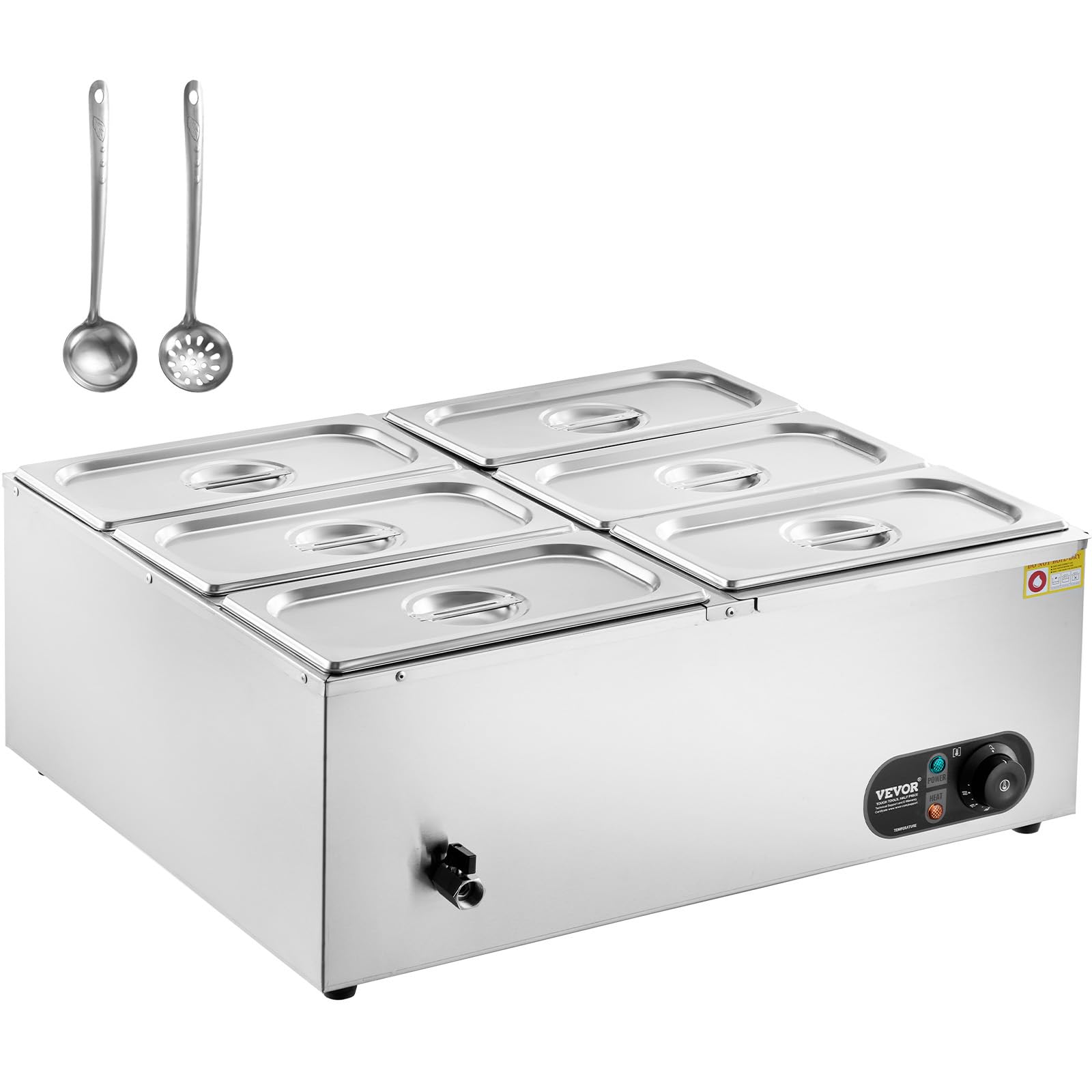 Buy VEVOR Coercial Food Warer 3-Pan 1200W Electric Countertop Stea