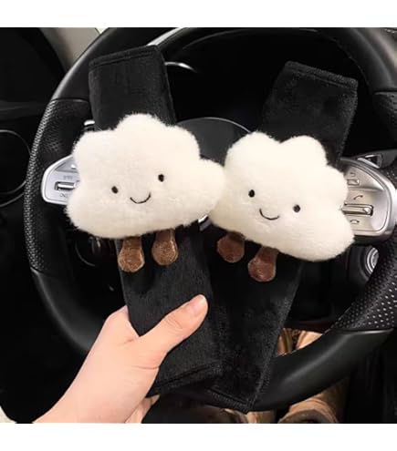 DOODLREAM Lot De 2 Housses Douces Pour Ceinture De Sécurité De Voiture - Motif Chat Mignon - Coussin D'épaule Pour Une Conduite Confortable - Compatible Avec Toutes Les Sangles De Ceinture De