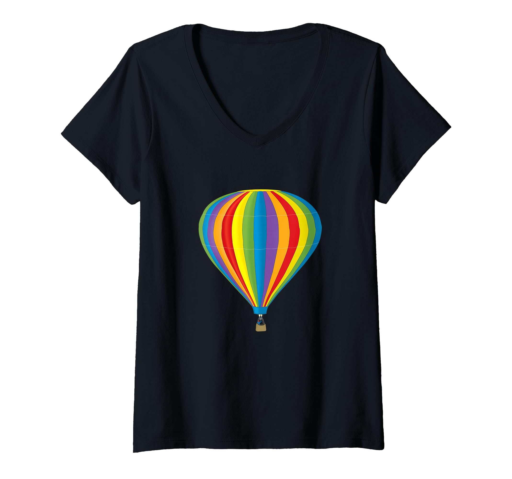 Women's Colorful Hot Air Balloon Travel Adventure Sky Balloon Ride V-Neck T-Shirt