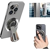 BONERUY Magnetic Phone Grip for Desk, 3-in-1 360° Swivel Magnetic Finger Ring Holder with Double-Sided Magnet, 360° Rotation Pressure-Relief Cellphone Stand with Rubber Ring for All Phones 4”-8”