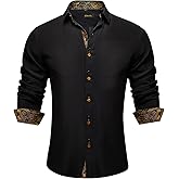 DiBanGu Men's Dress Shirt Long Sleeve Casual Button Down Shirts Regular Fit Inner Contrast Shirt for Business Party