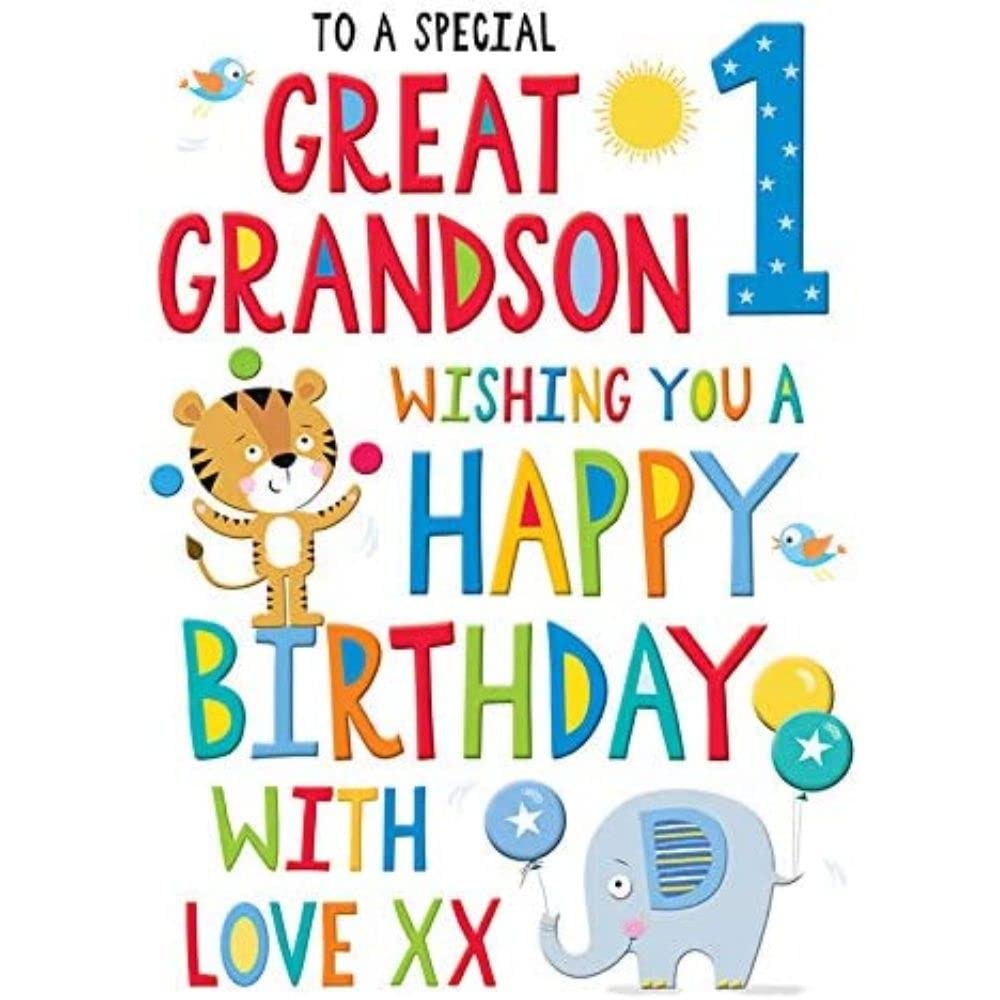 Regal Publishing Juvenile Birthday Card Age 1 Great Grandson - 9 X 6 Inches