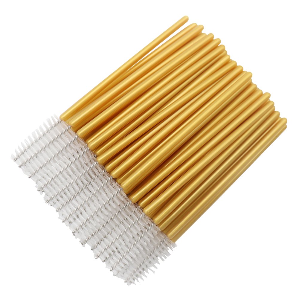 300 Pcs Disposable Mascara Wands Brushes Eyelash Extensions Eye Lash Wand Makeup Applicators Tool, Gold/White