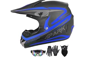 SANQING Youth Adult Dirt Bike ATV Helmet Motocross Anti-Collision Full Face Motorcycle DOT Approved BMX Downhill Off-Road Mountain Bike Helmet with SUV Goggles Gloves Face Shield