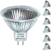 Vinaco MR16 Halogen Bulb Dimmable 50W 12V 2800K Warm White GU5.3 Base | 6PCS, High Output 800LM, High CRI100+, Long Lasting,for Track Lights,Landscape Light, Fiber Optics, Desk Lamp, Accent Light