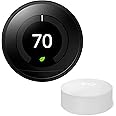 Google Nest Learning Thermostat (3rd Generation) (T3016-US) with Nest Temperature Sensor (T5000SF) (Black)