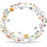Aysimple 50Pcs Wildflower Oval Paper Plates - 10" x 12" Large Floral Flower Disposable Party Plates for Spring Baby Shower Birthday Bridal Shower Party Supplies…