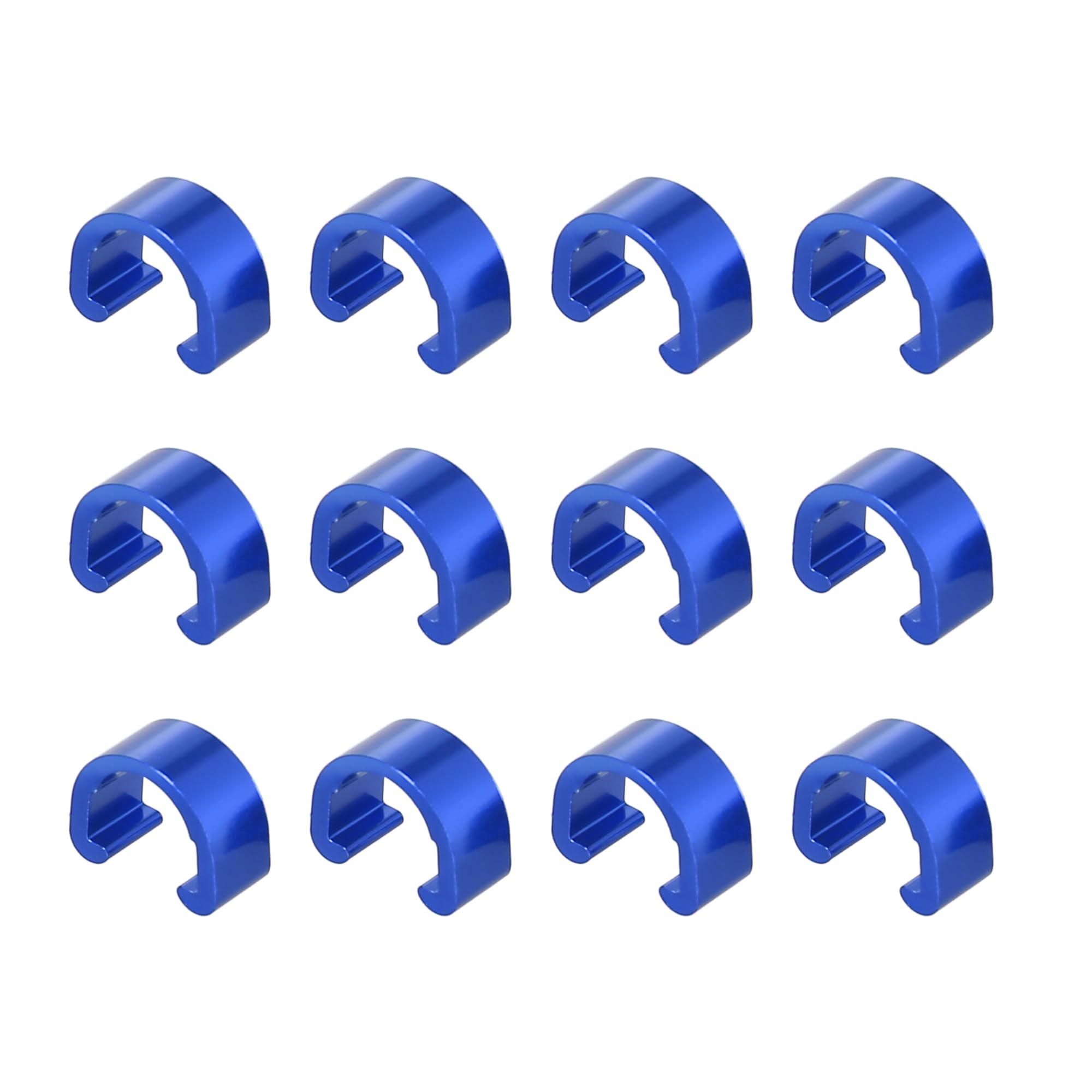 X AUTOHAUX 12pcs Bicycle Brake Cable Clip C Style Clamp Aluminium Alloy Blue