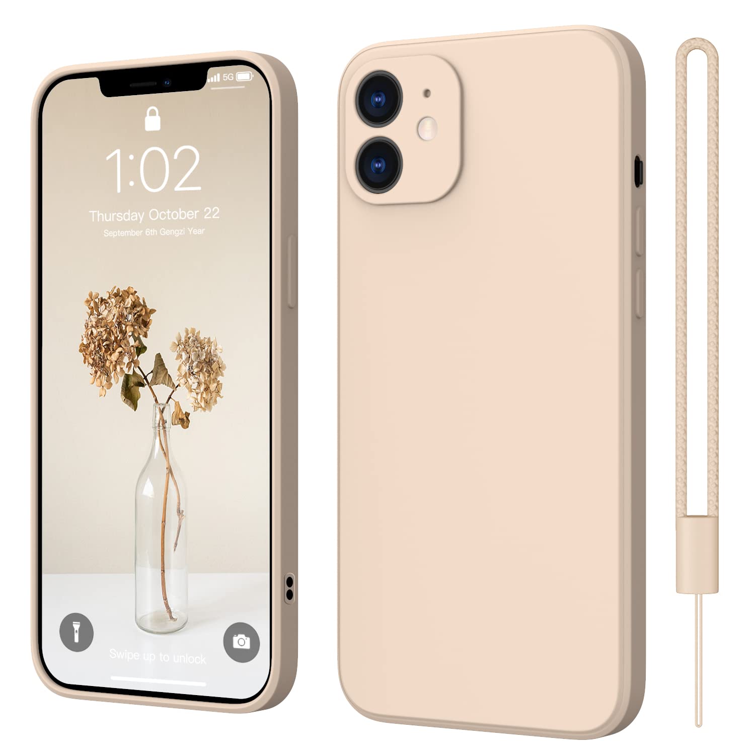 ElestBela iPhone 12 Case Silicone Phone Case iPhone 12 Ultra Thin Slim with Microfibre, Scratch-Resistant All-Round Protective Case for iPhone 12, 6.1 Inches Kaki