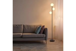 Tesoorda Mid Century Modern Floor Lamp ，3000K Warm White 15W LED Standing Tall Lamp with Foot Switch,3 Globe Modern Standing Lamp for Bedroom Living Room Office,(LED Bulb Included)